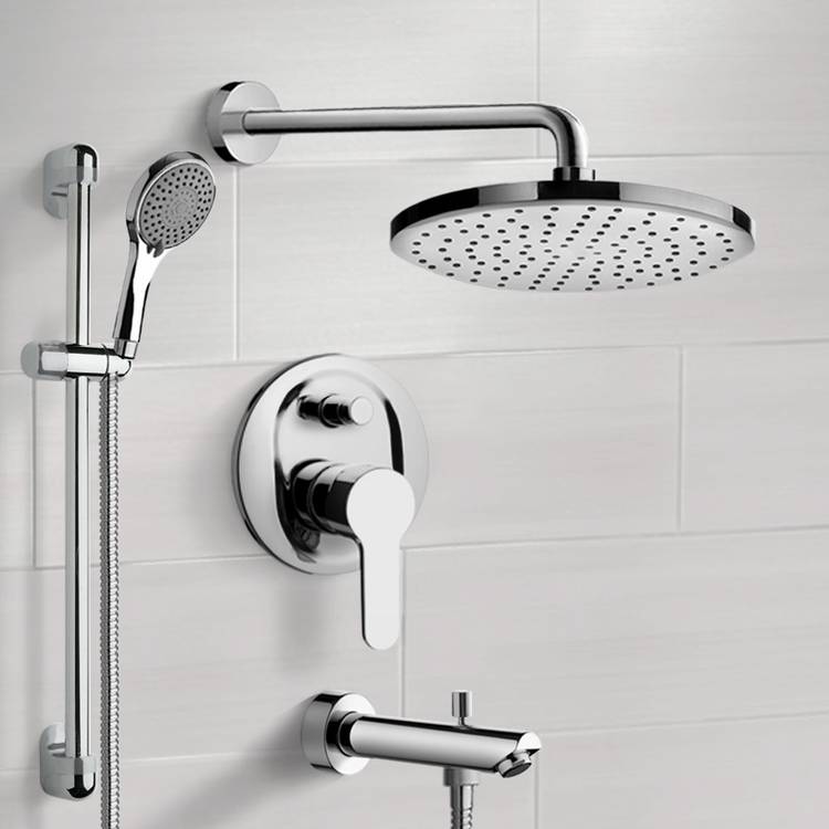 Tub and Shower Faucet, Remer TSR53, Chrome Tub and Shower Faucet Set With Rain Shower Head and Hand Shower